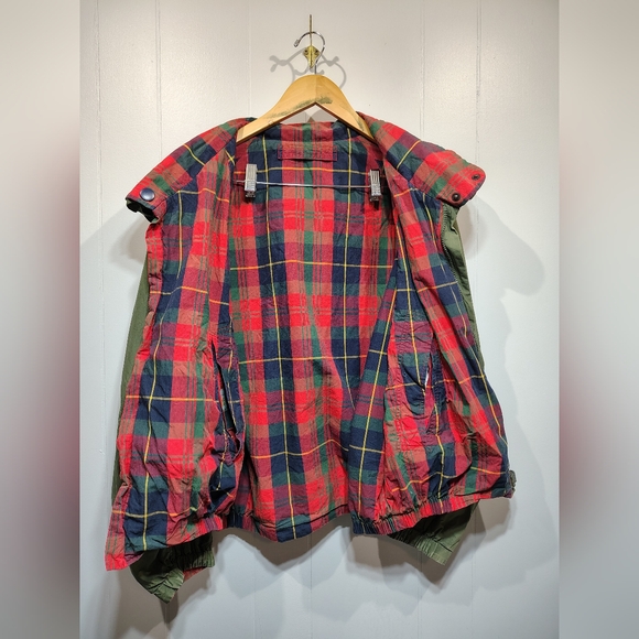 Vintage Ozark Wilderness Outfitters Green Plaid Hooded Reversible Jacket Medium - Picture 7 of 8